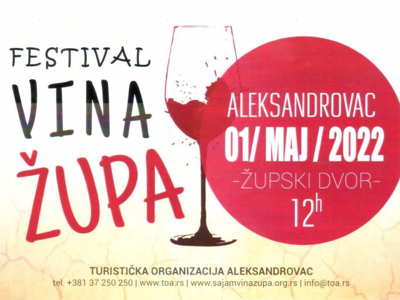 prvomajski festival župskog vina u aleksandrovcu